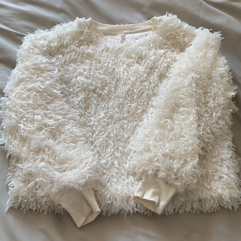 White shag sweater